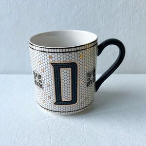 Anthropologie Black, White & Gold Monogram Mug